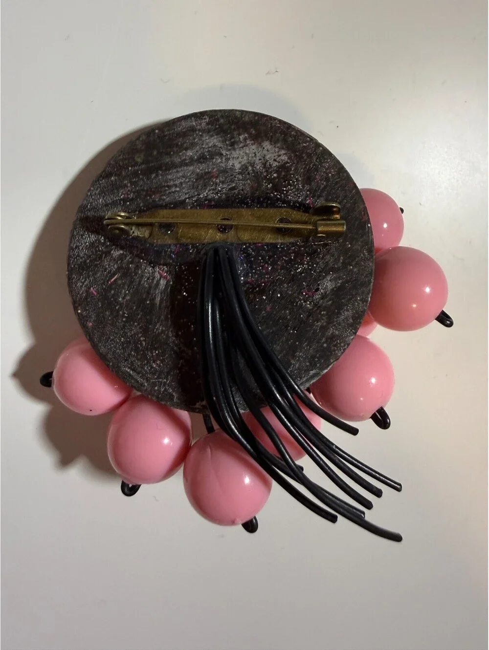 Midnight 'Mingos Flamingo Brooch - Luxulite Fakelite Reproduction Lucite Trashy